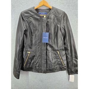 Nwt Cole Haan Women's Buttery Soft Lambskin Leather‎ Moto Jacket Size Med